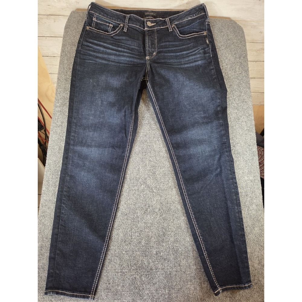 Silver Jeans Suki Skinny Womens 16 L29 Dark Wash Stretch Denim W93136SDK462